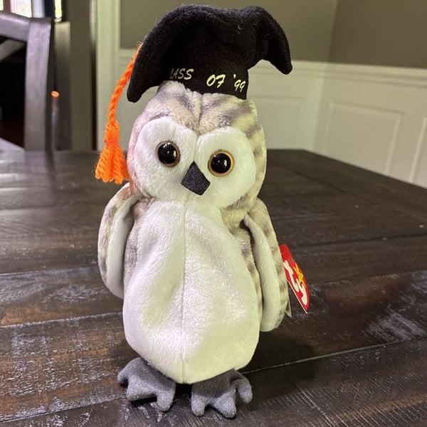 Ty Beanie Baby Wiser The Owl Graduation Plush Class Of 99