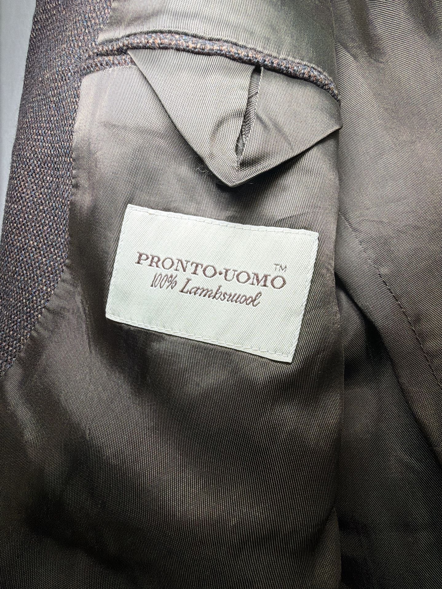 Pronto Uomo Men’s 44R 100% Lambswool Brown Blazer Sport Coat Old Money Preppy 7