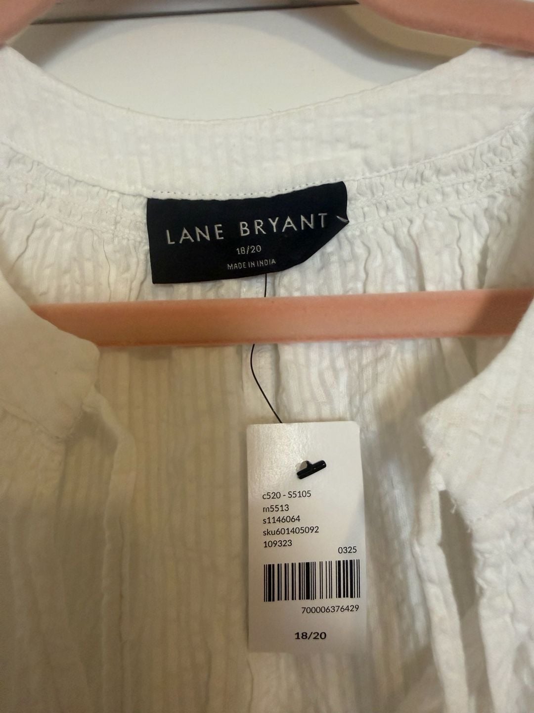 Lane Bryant White Textured Short Sleeve Blouse Size 18/20 3