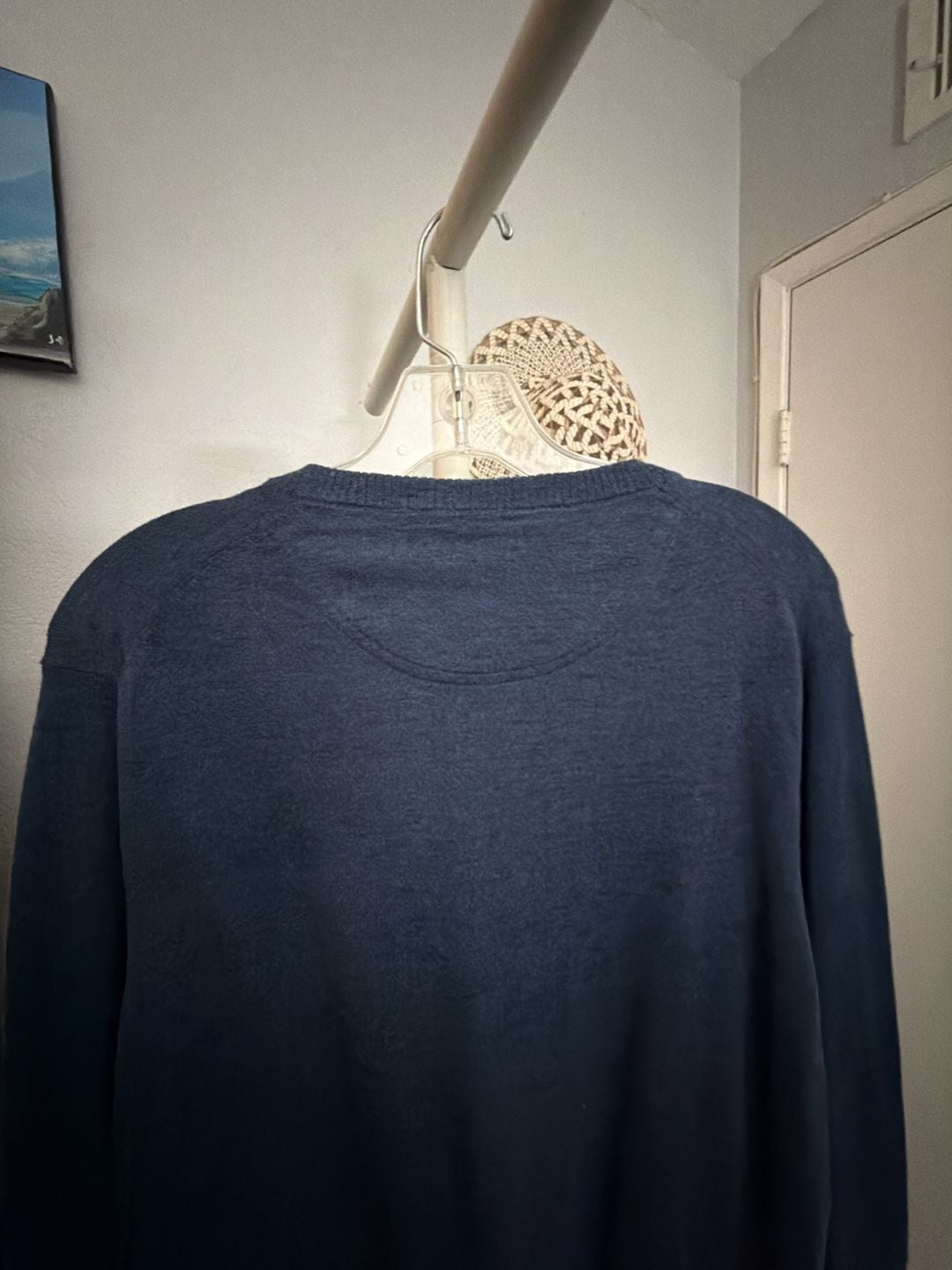 Nordstrom Men's Shop Long Sleeve Waffle Knit Henley Shirt Size LT Blue 5