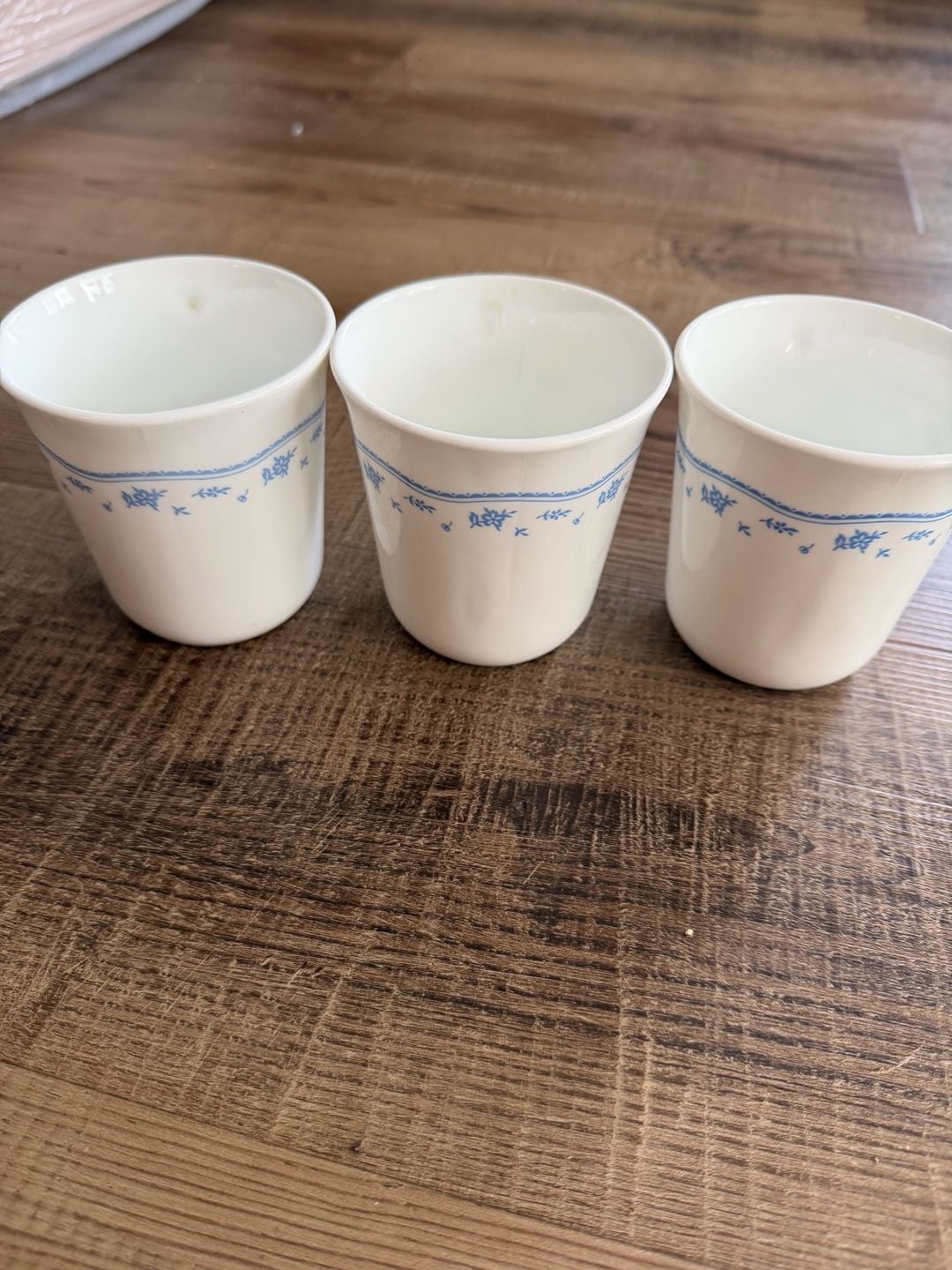 Corning Corelle Morning Blue Coffee Mugs Set of 3 Blue Floral USA Made 2