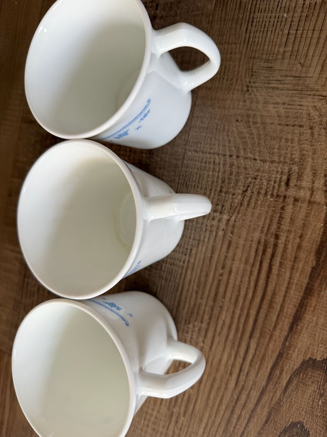 Corning Corelle Morning Blue Coffee Mugs Set of 3 Blue Floral USA Made 4