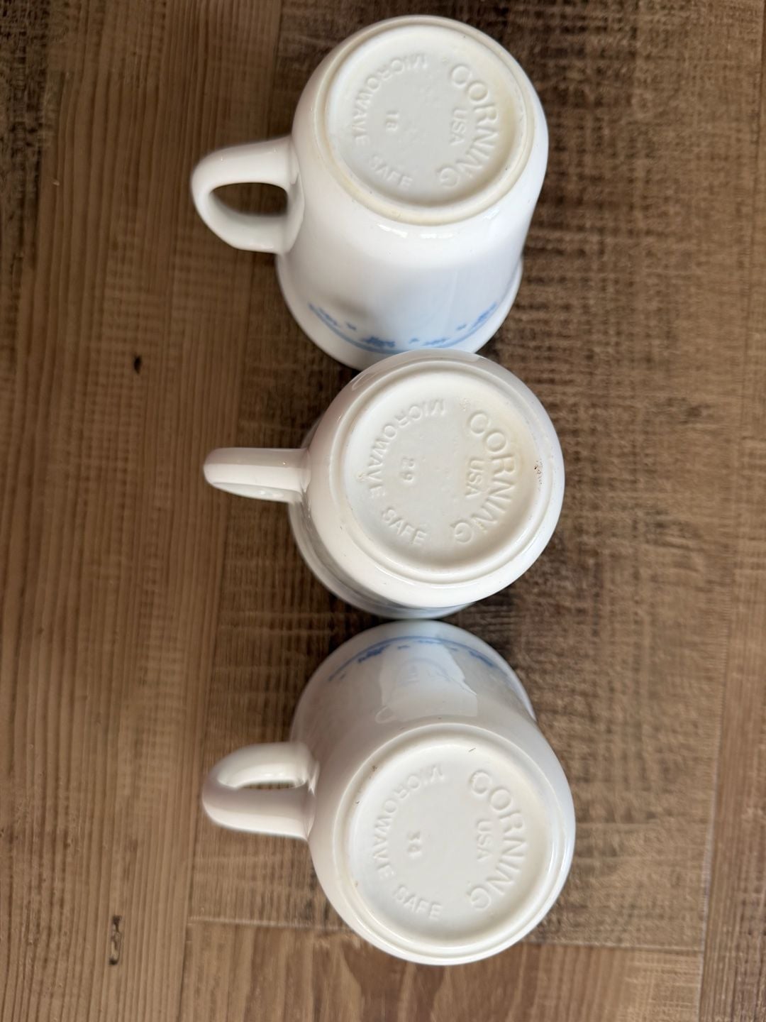 Corning Corelle Morning Blue Coffee Mugs Set of 3 Blue Floral USA Made 5
