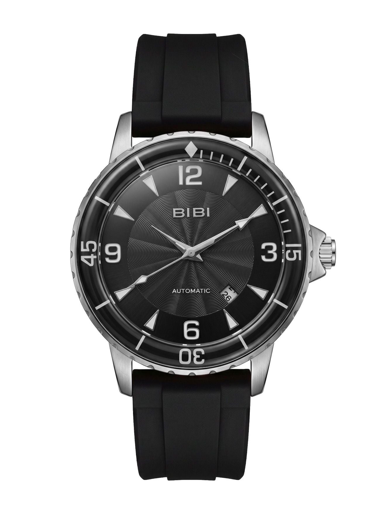 BIBI Automatic Watch Black Dial Rubber Strap 3