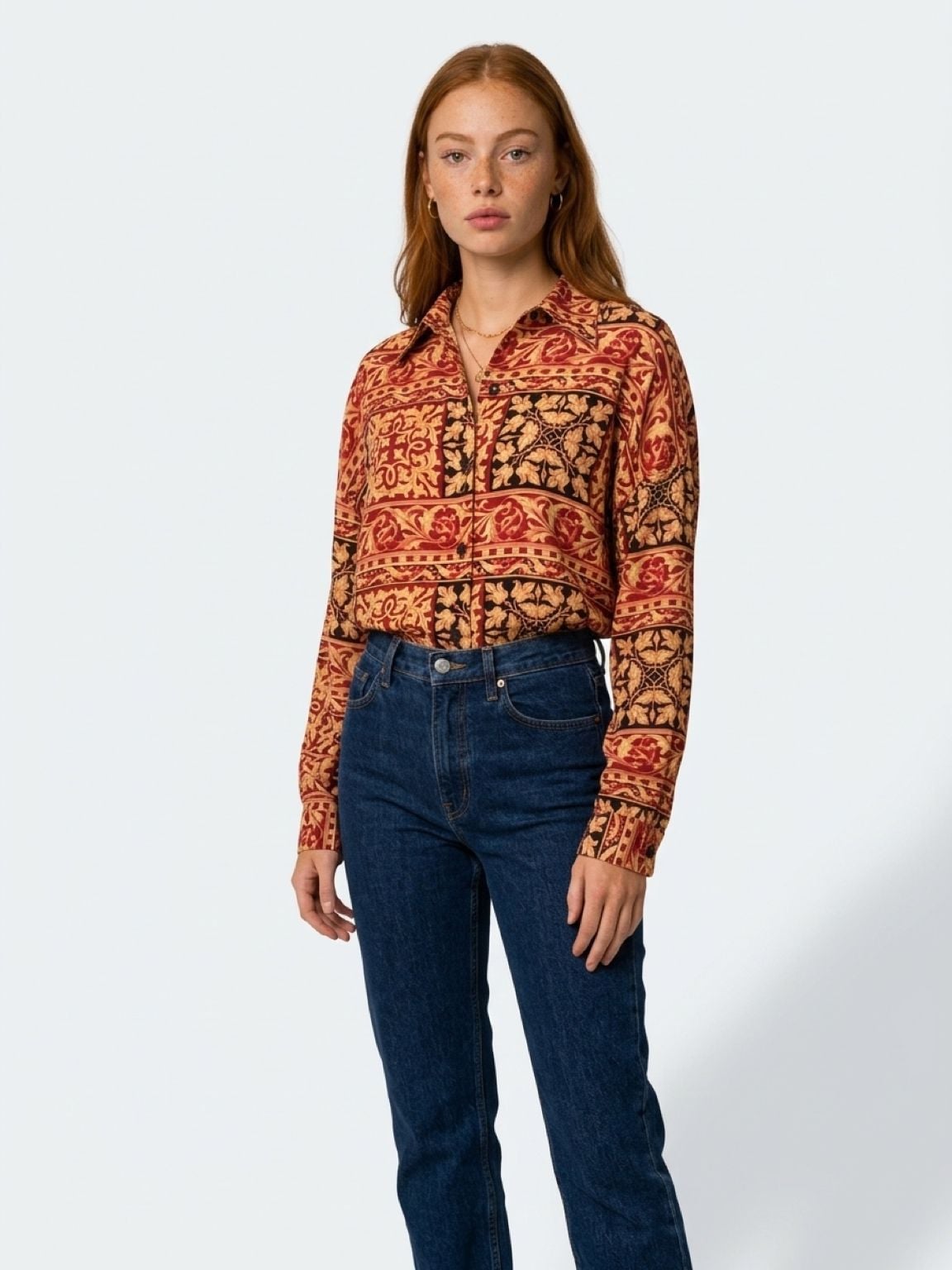 Selene Paris Vintage 100% Silk button up women’s shirt Size L 3