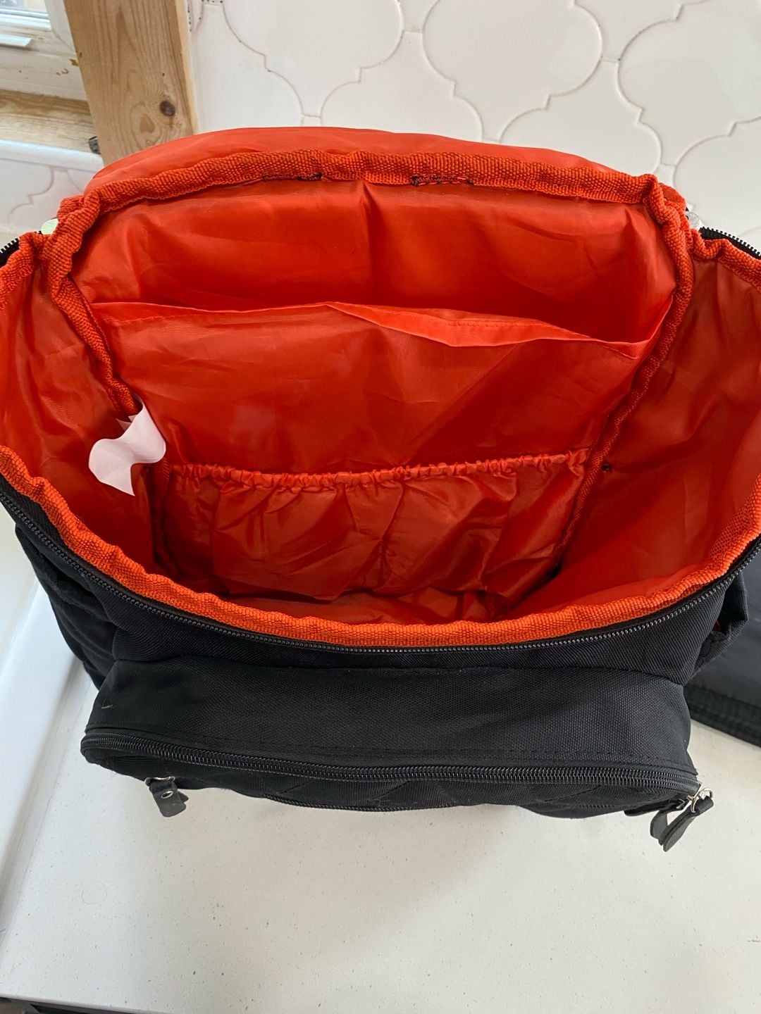 Aldi Quilted Diaper Backpack Black Orange with Changing Pad 2