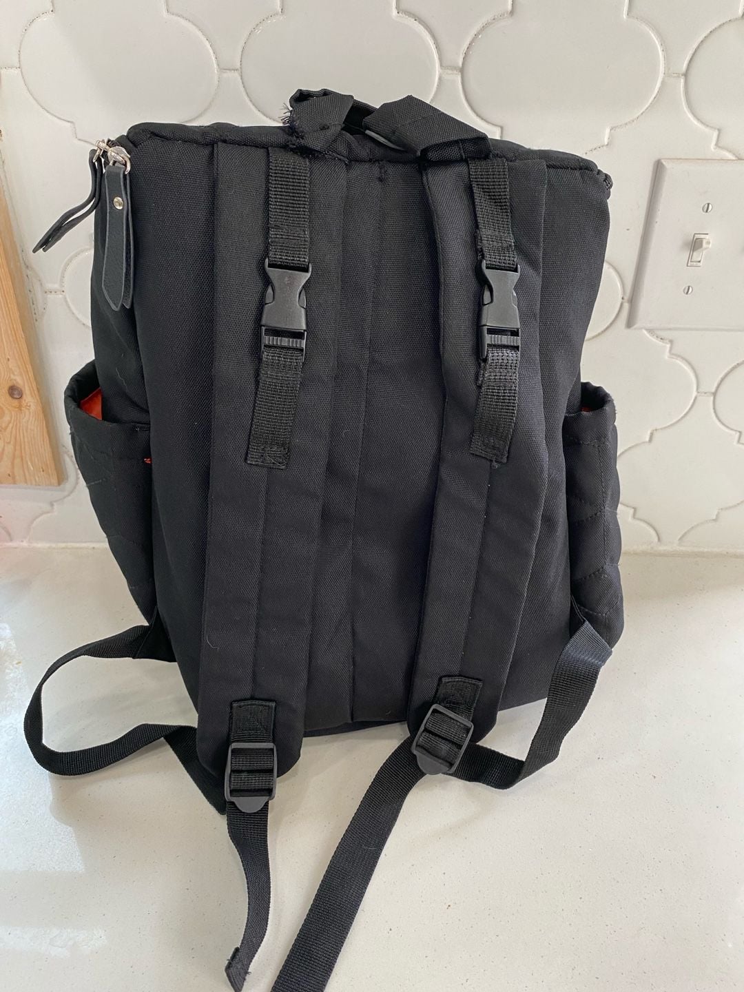 Aldi Quilted Diaper Backpack Black Orange with Changing Pad 5