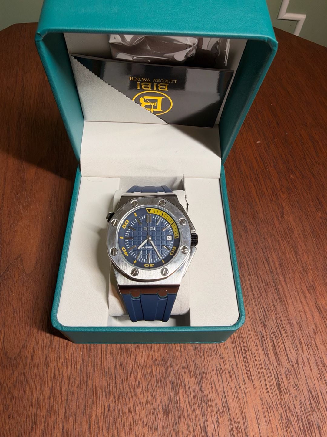 BIBI Luxury Watch Automatic Blue Rubber Strap 2