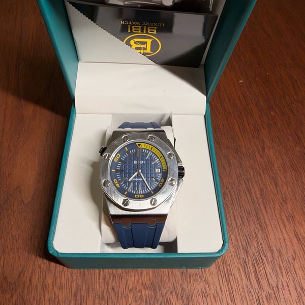 BIBI Luxury Watch Automatic Blue Rubber Strap
