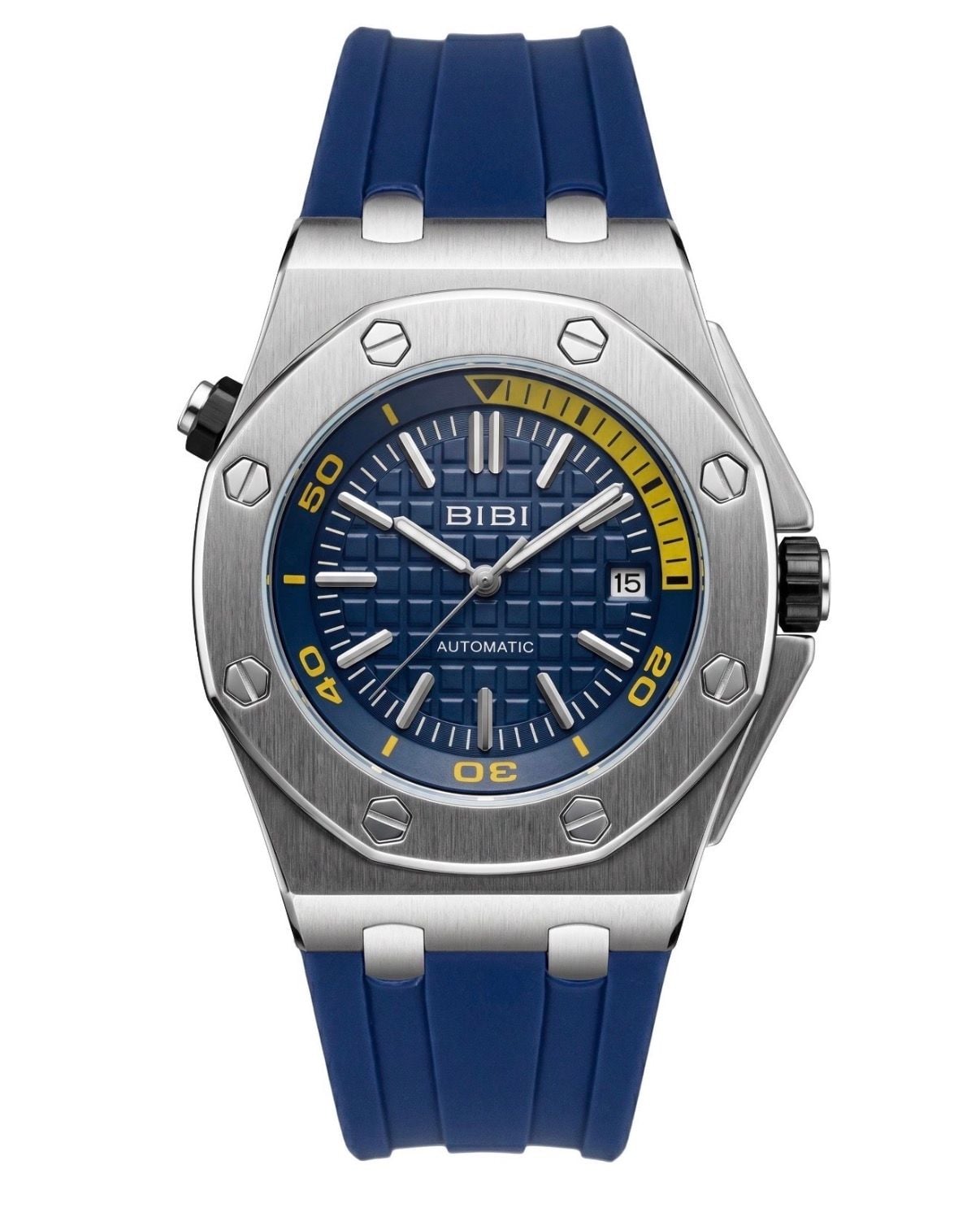 BIBI Luxury Watch Automatic Blue Rubber Strap 3