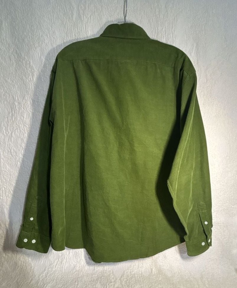 Facomnoble Green Corduroy Long Sleeve Button Down Shirt Size XL (322) 5