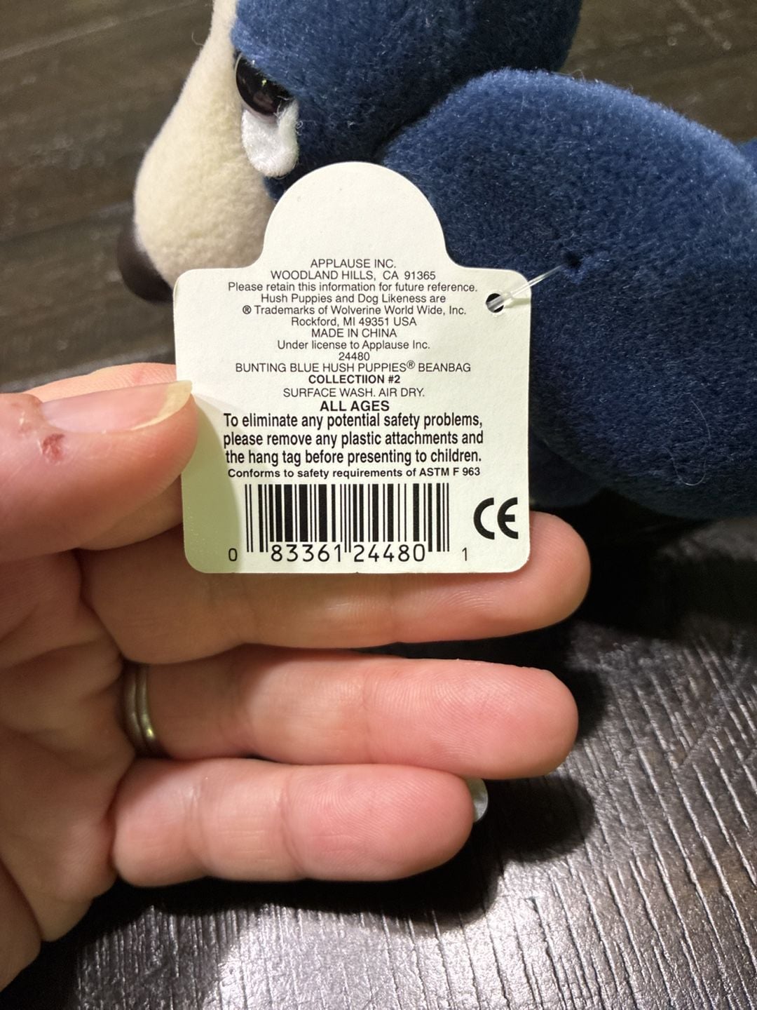 Applause Hush Puppies Bunting Blue Basset Hound Bean Bag Plush Toy New 4