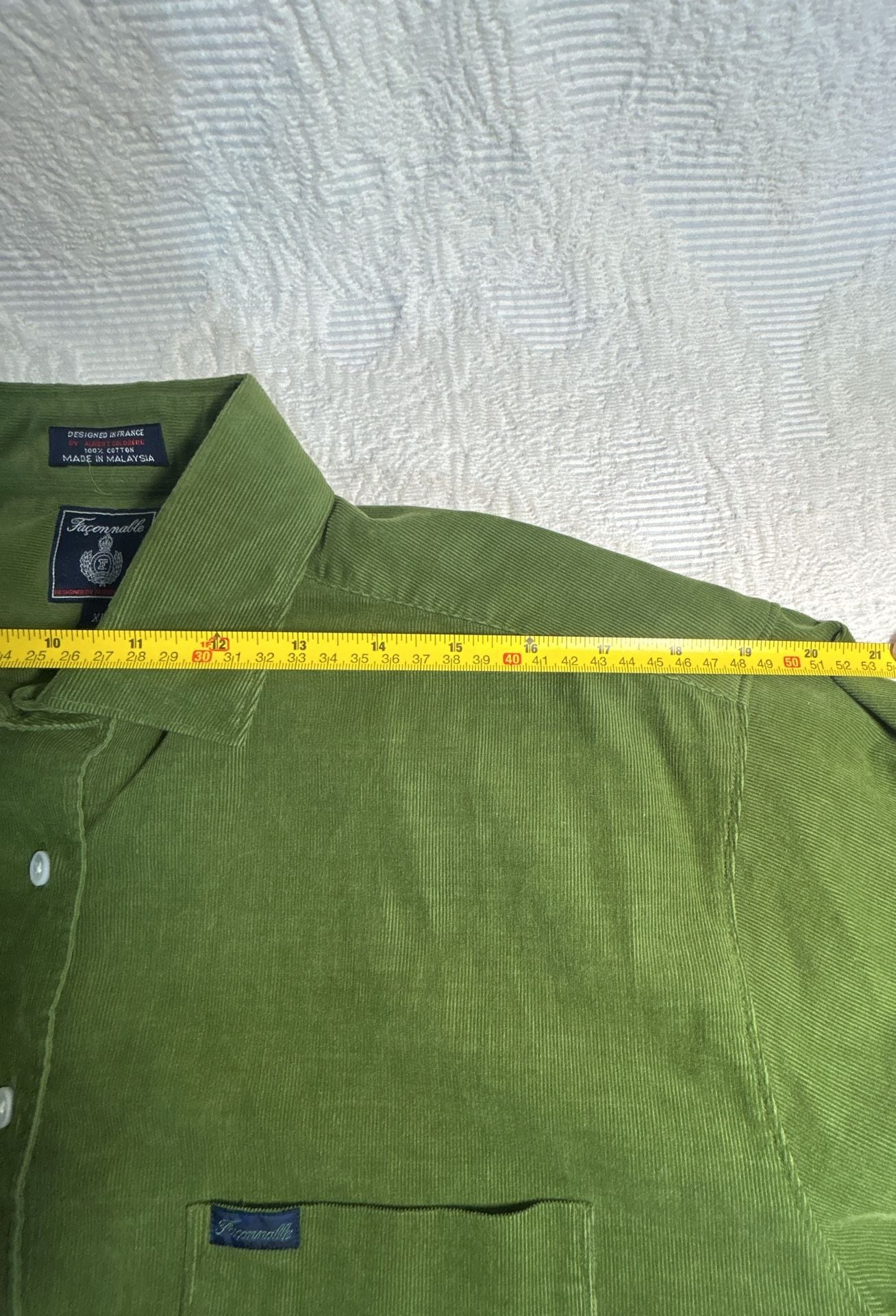 Facomnoble Green Corduroy Long Sleeve Button Down Shirt Size XL (322) 9
