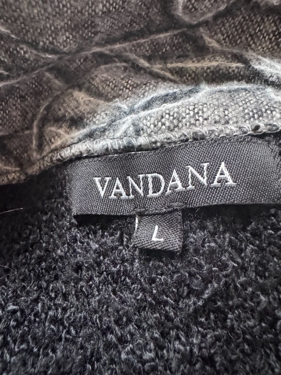 Vandana Women’s Large Black Patchwork Art Sweater Cardigan – Long Tunic 6