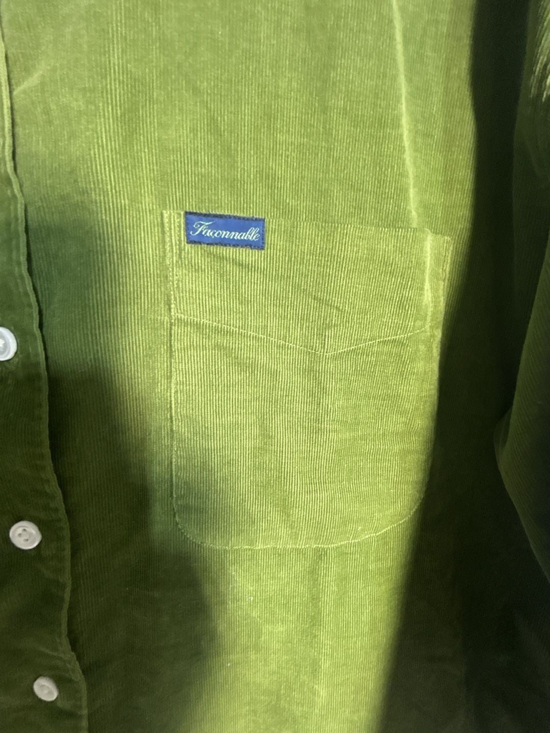 Facomnoble Green Corduroy Long Sleeve Button Down Shirt Size XL (322) 4