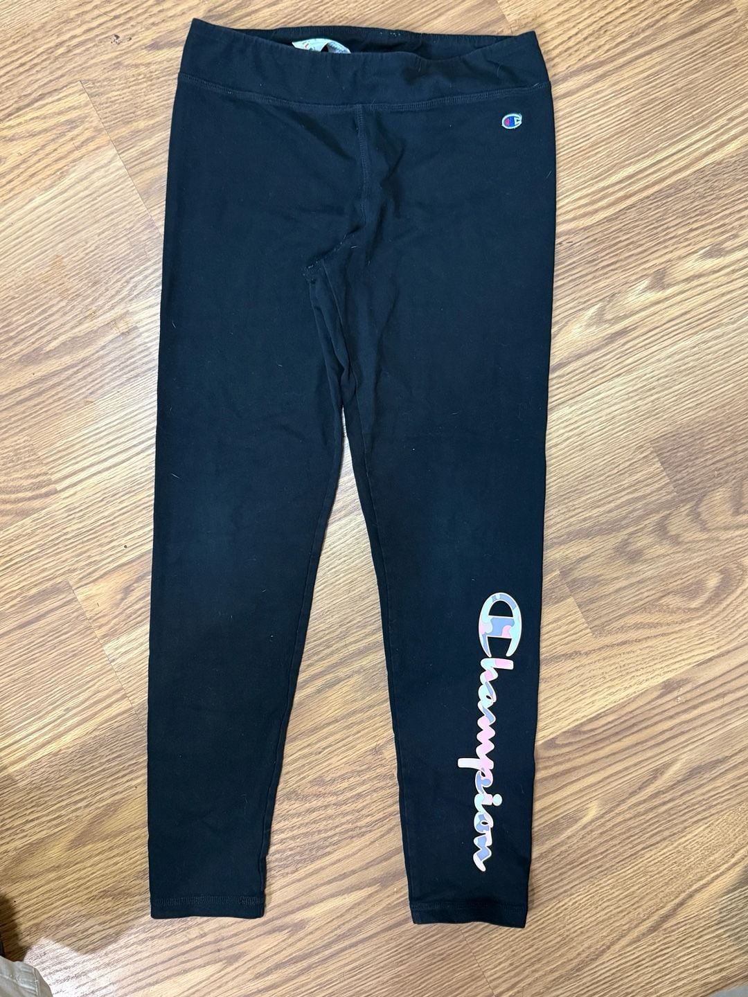 Girl's Youth Champion Size S Black Script Logo Leggings NEW 2