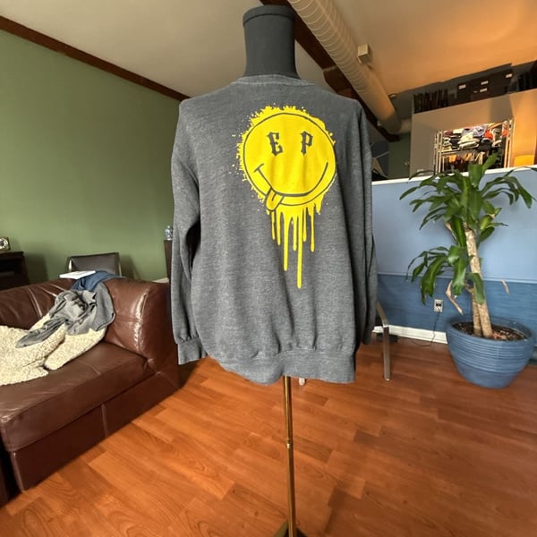 Eleven Paris Graffiti Smiley Face Sweatshirt Gray Large