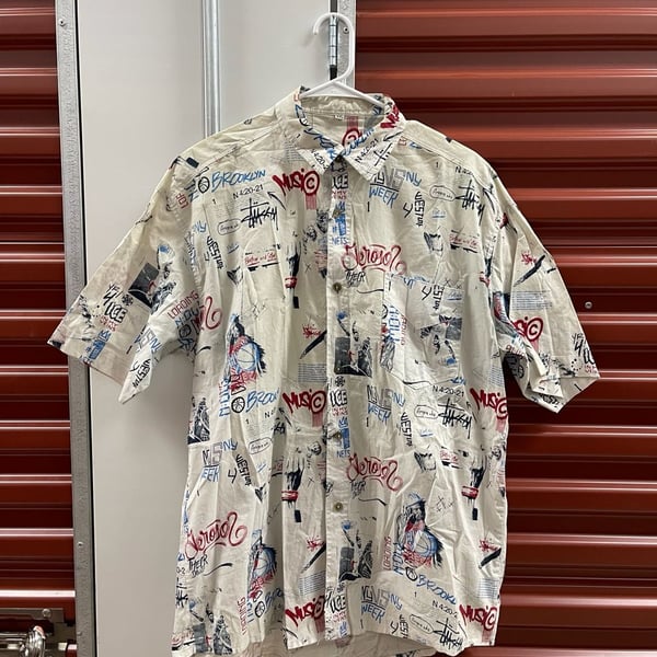 Vintage Stussy Stussy White Graphic Camp Collar Shirt XXL