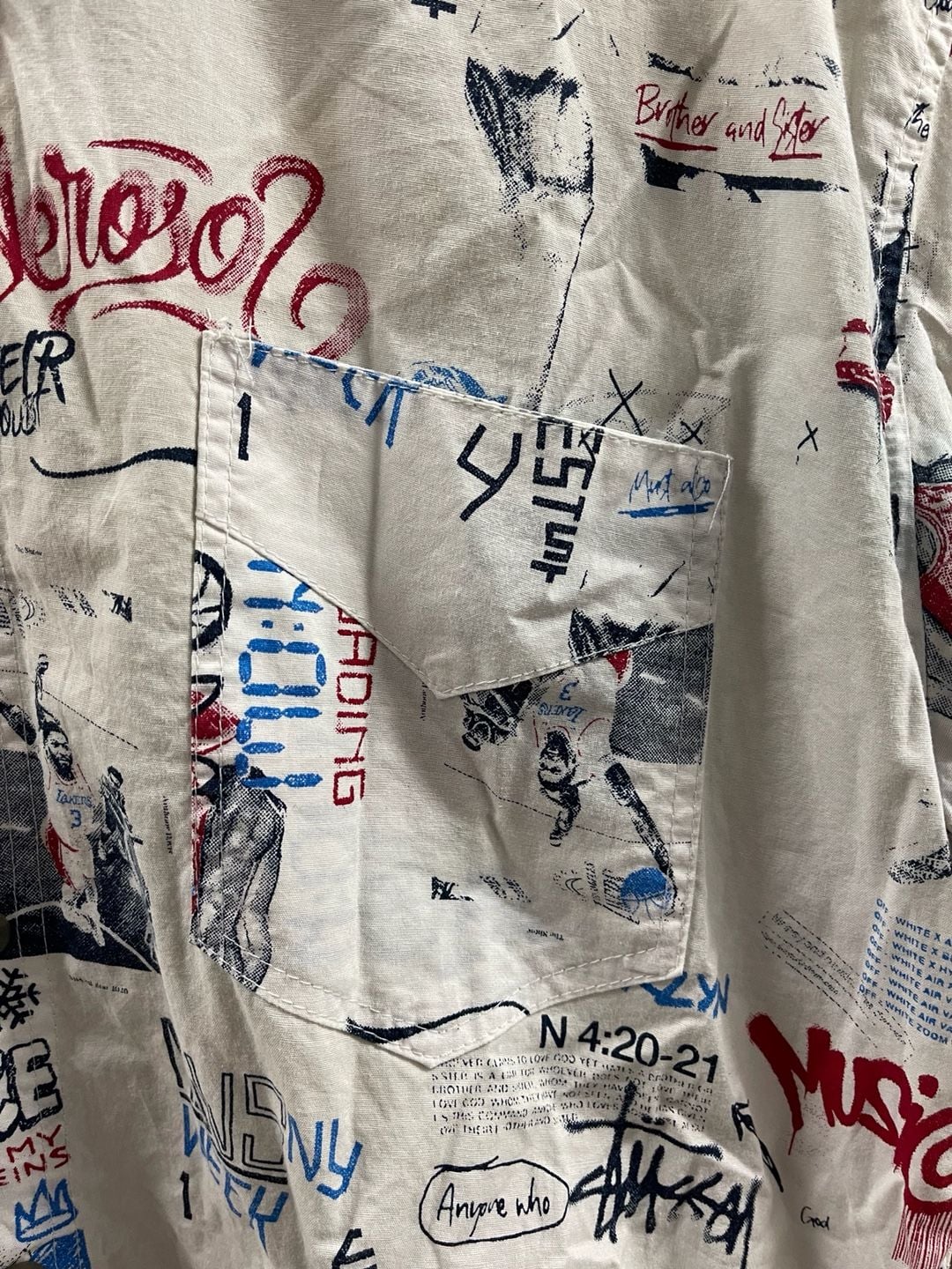 Vintage Stussy Stussy White Graphic Camp Collar Shirt XXL 5