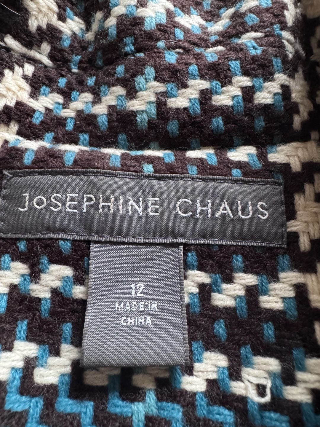 Josephine Chaus Women’s Size 12 Plaid Houndstooth Jacket Blazer Blue Black 4