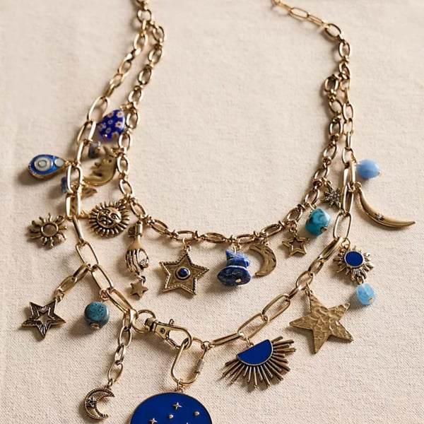 Free People Maxamillion Star Girl Charm Necklace Celestial Layered NWT