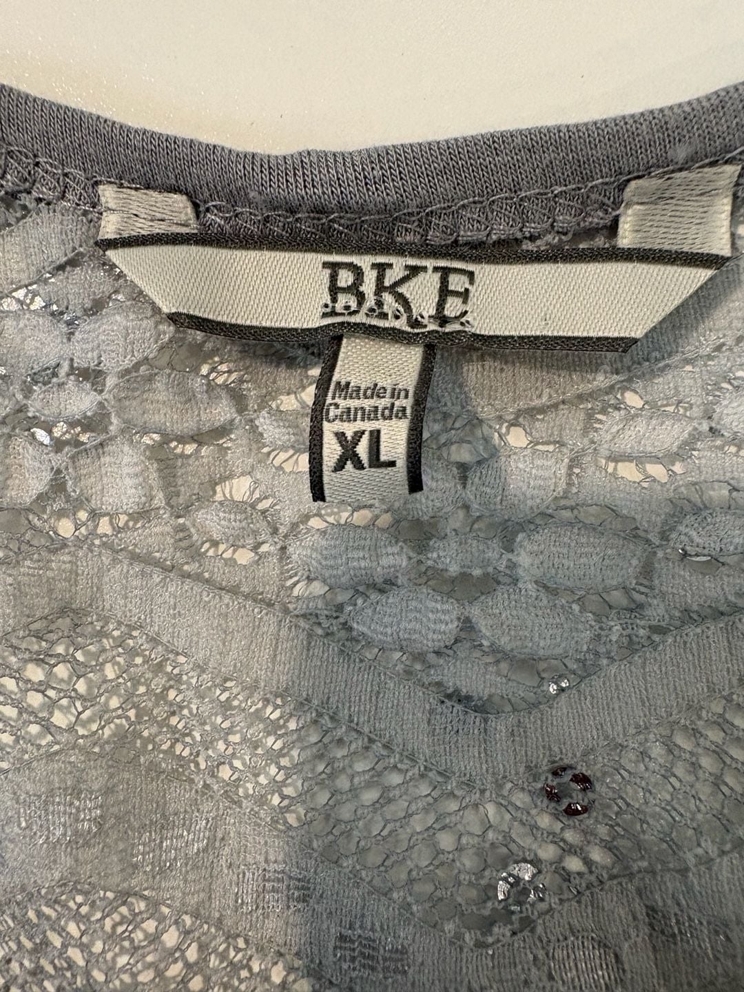 BKE Gray Ombré Lace Sequin Tank Top XL | Chevron Lace Boho Y2K Layering Tank 3