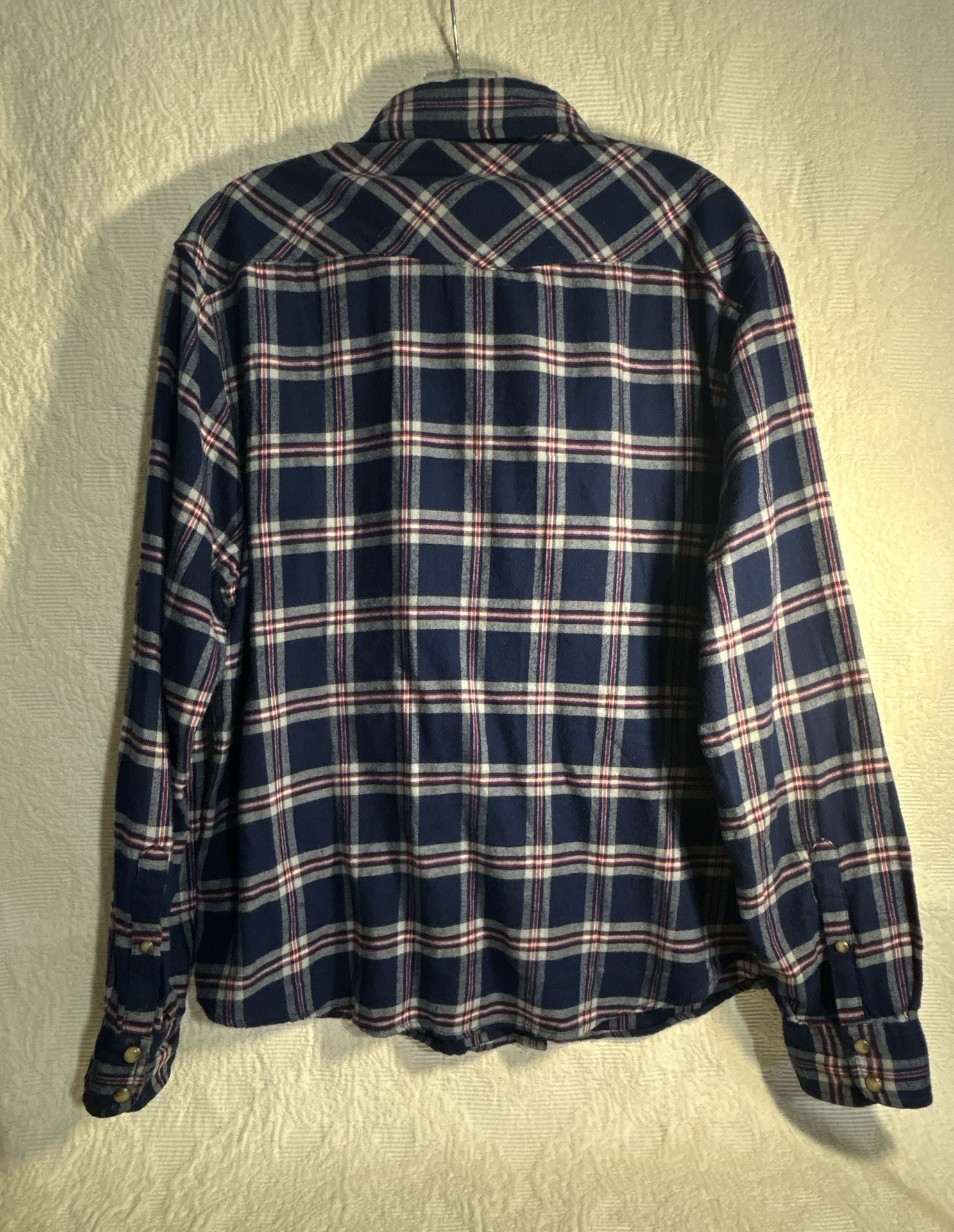 Jachs Girlfriend Blue Plaid Flannel Long Sleeve Shirt pearl snaps Size XL (323) 4