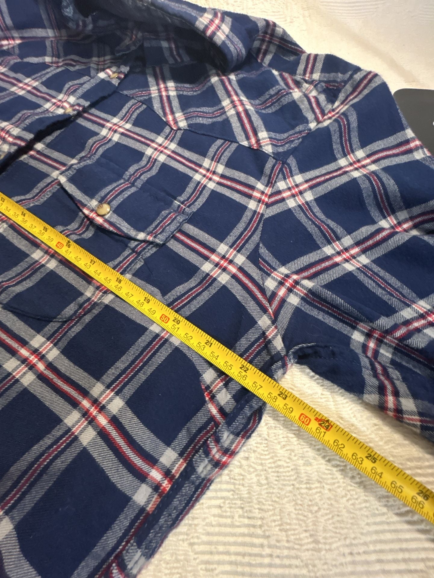 Jachs Girlfriend Blue Plaid Flannel Long Sleeve Shirt pearl snaps Size XL (323) 7