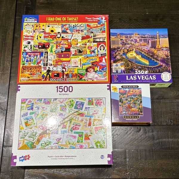 Set of 4 Complete Puzzles, 2 Brand New (Still Sealed), various brands
