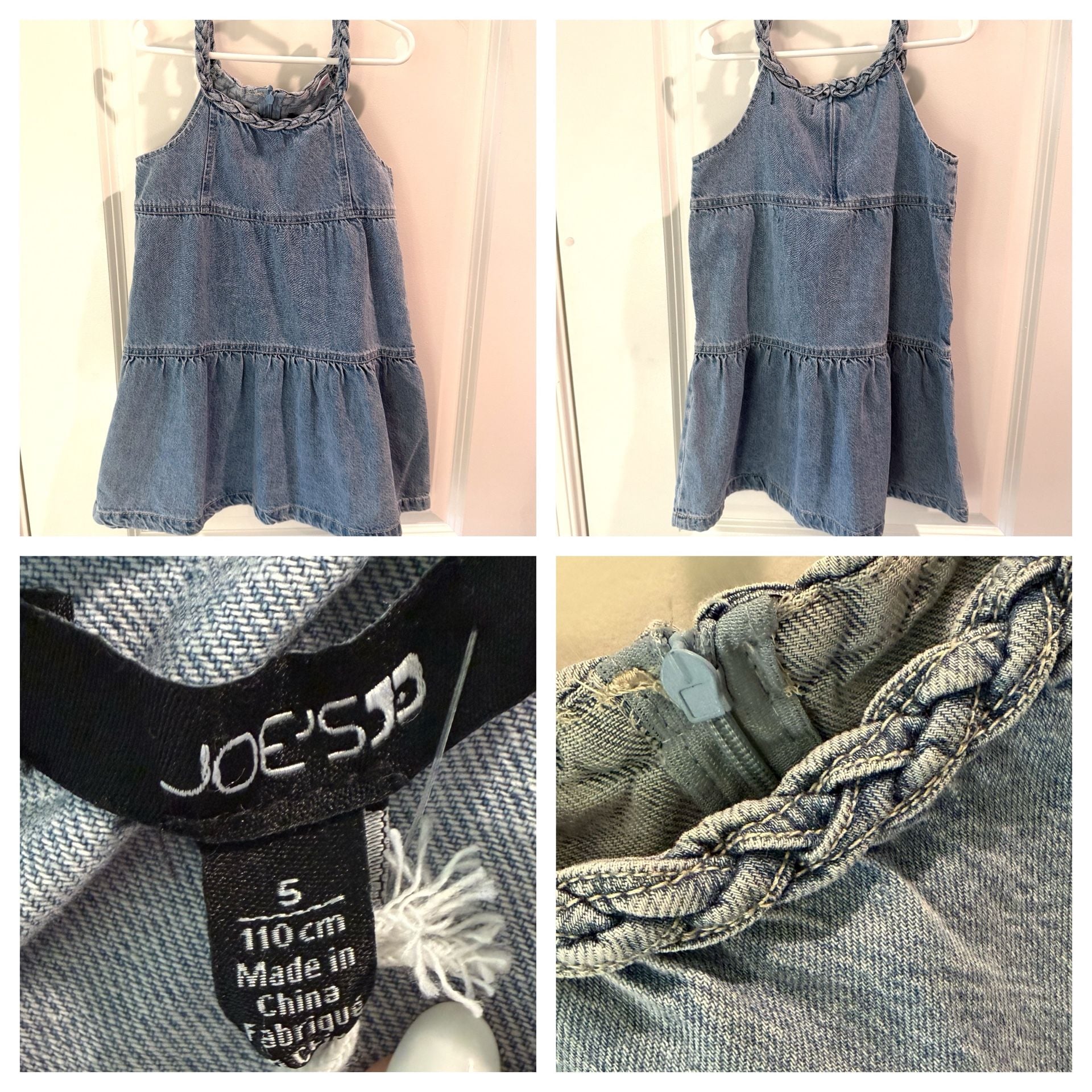 Joe's Denim Braided Strap Tiered Dress Size 5 Blue Jean Babydoll 2