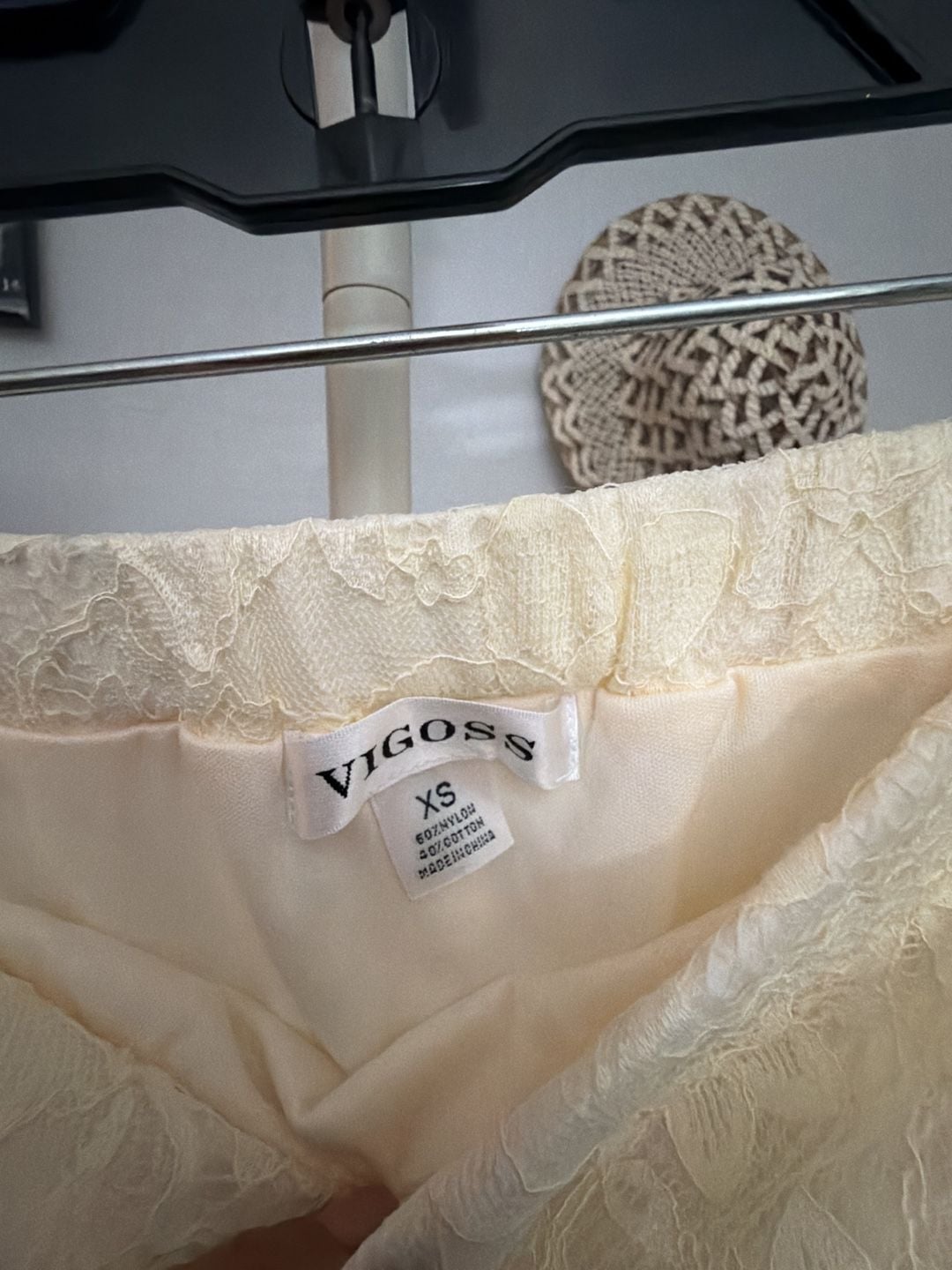 Vigoss Lace Maxi Skirt Ivory XS Tiered Floral Panel 6