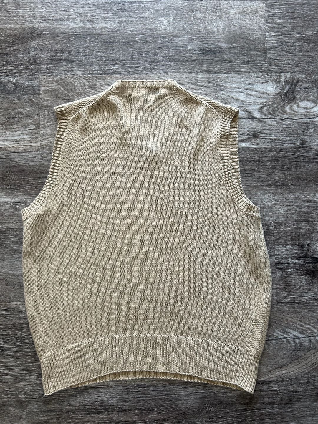 Polo By Ralph Lauren Sweater Vest Size L Tan Linen Cotton V-Neck 3
