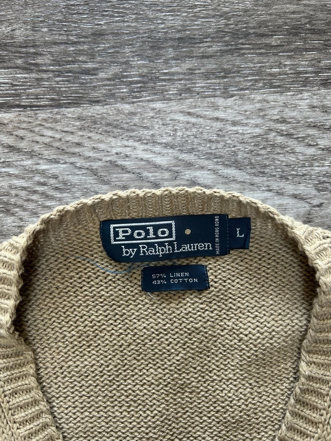 Polo By Ralph Lauren Sweater Vest Size L Tan Linen Cotton V-Neck 4