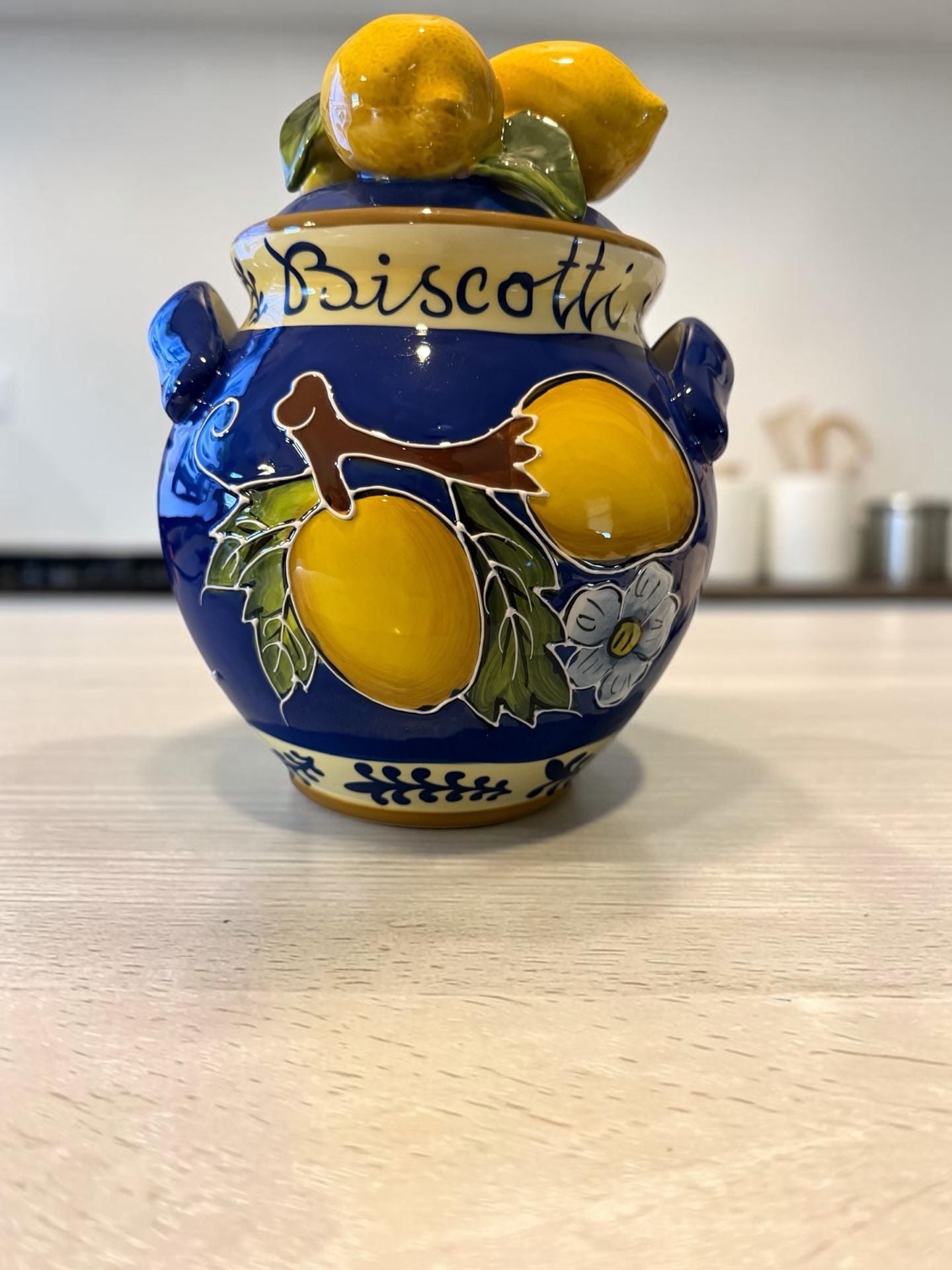 Blue Sky Clayworks Lemon Cookie Jar Biscotti Canister 1