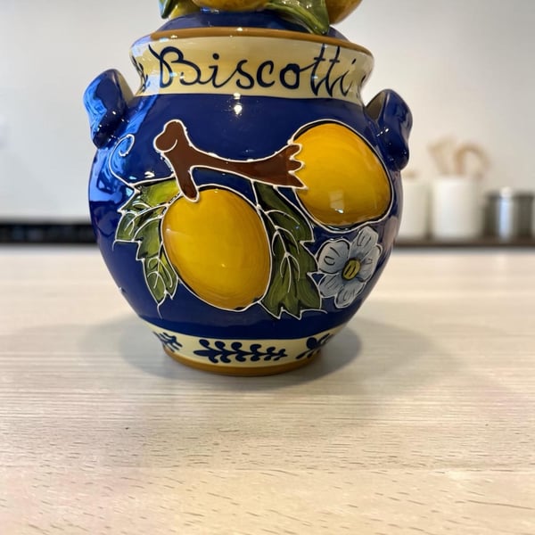 Blue Sky Clayworks Lemon Cookie Jar Biscotti Canister