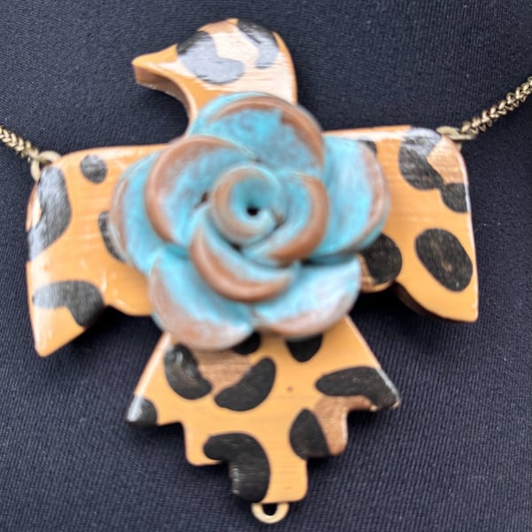 Same Spirit Thunderbird Necklace Leopard Turquoise