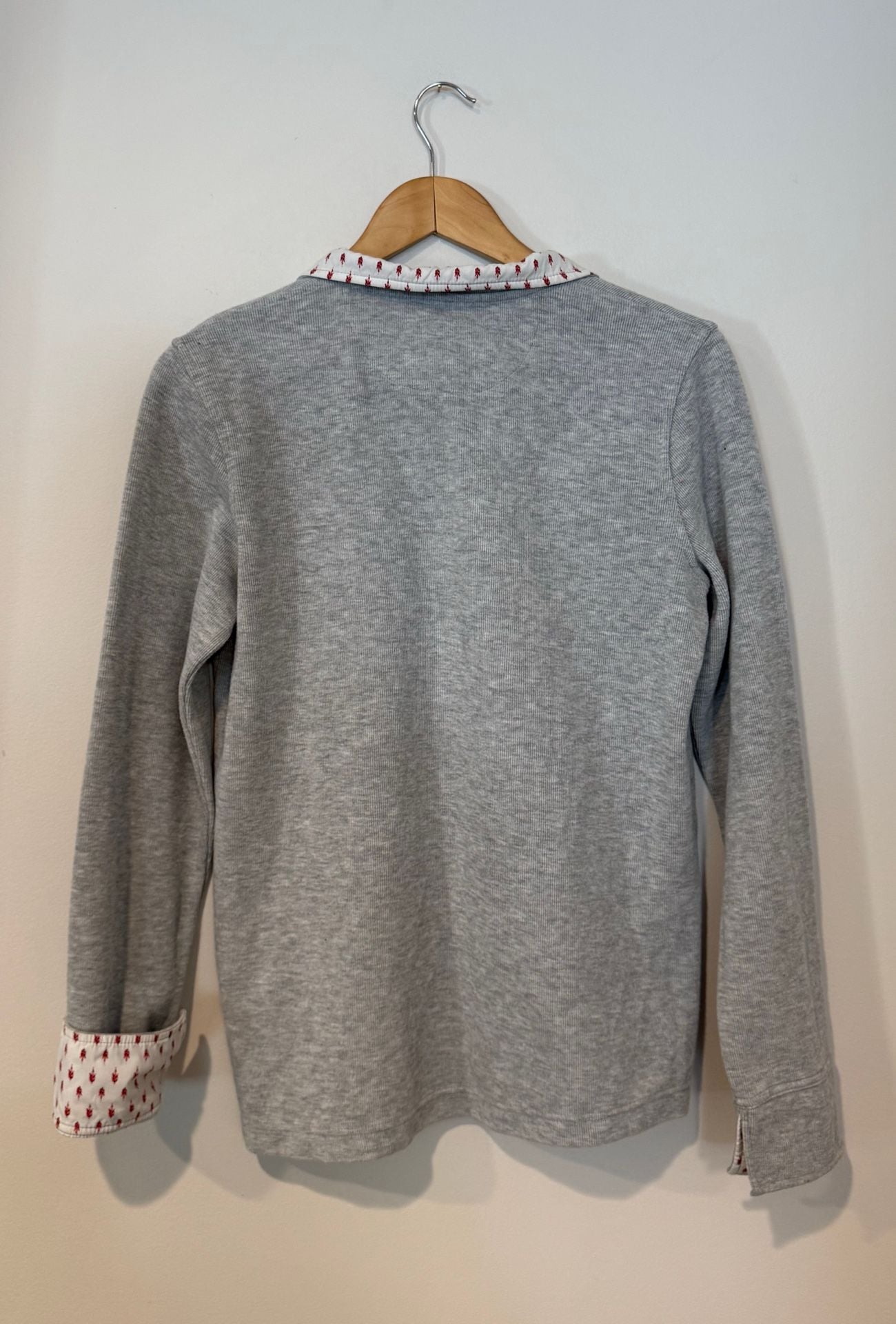 Orvis 1/4 Zip Pullover Size L Gray Floral French Cuff 5