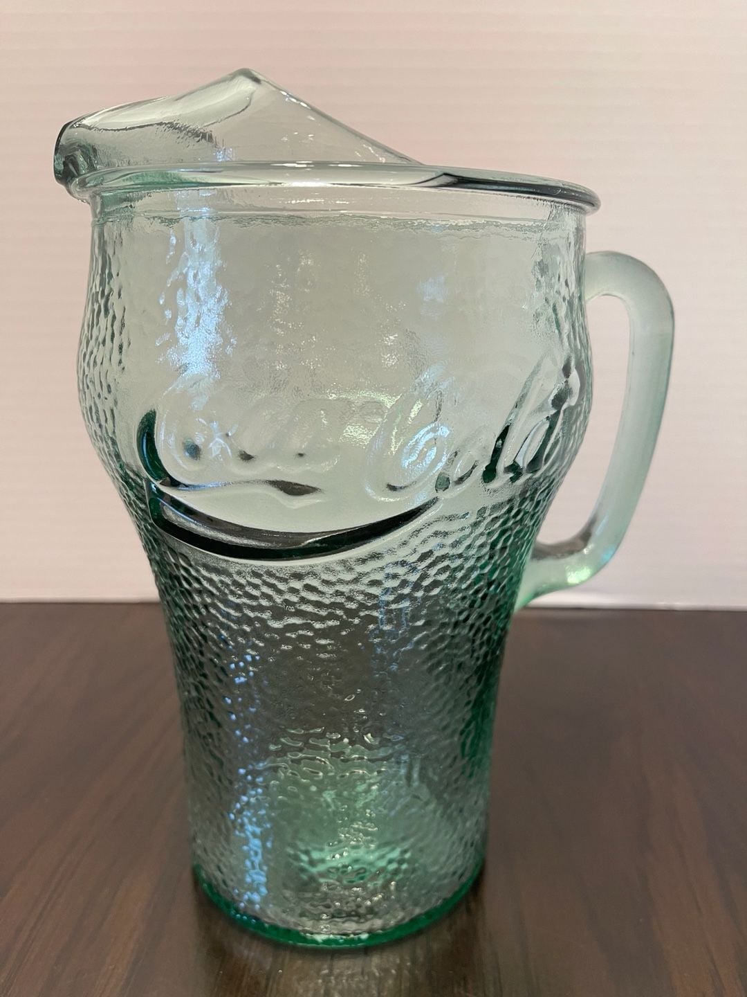 Coca-Cola Green Pebbled Glass Pitcher 64 Oz 1