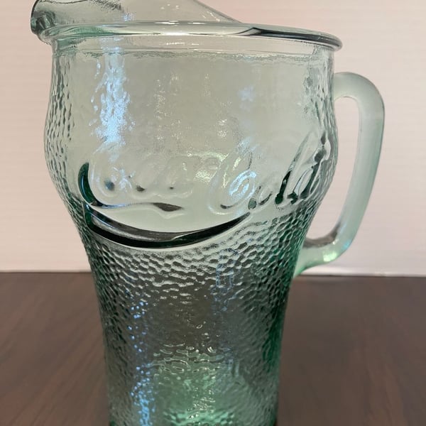 Coca-Cola Green Pebbled Glass Pitcher 64 Oz