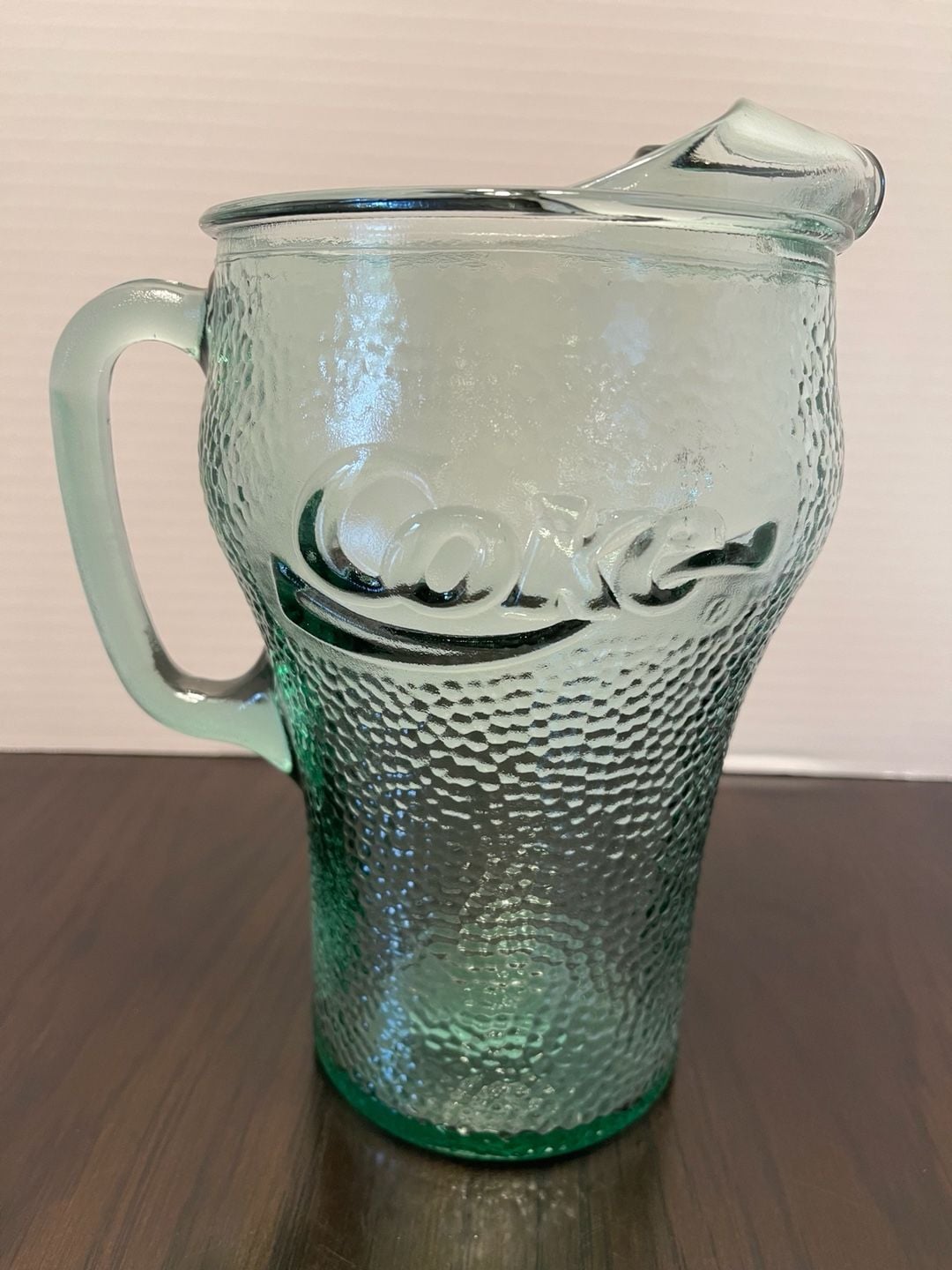 Coca-Cola Green Pebbled Glass Pitcher 64 Oz 3