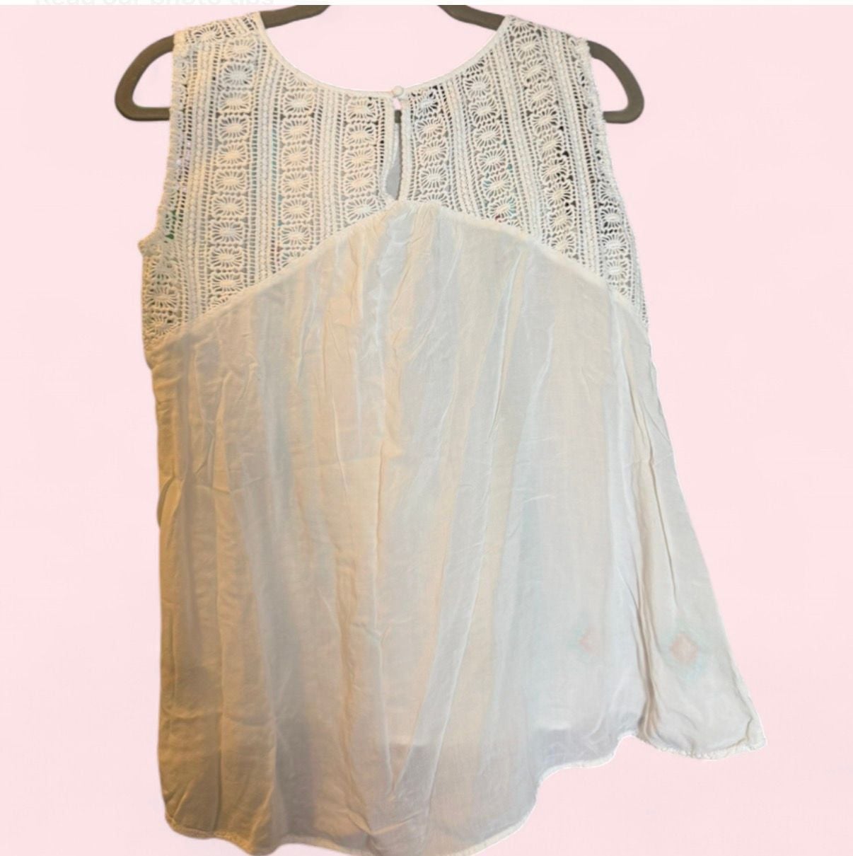 Altar'd State Boho Embroidered Sleeveless Top with Crochet Lace Trim 3