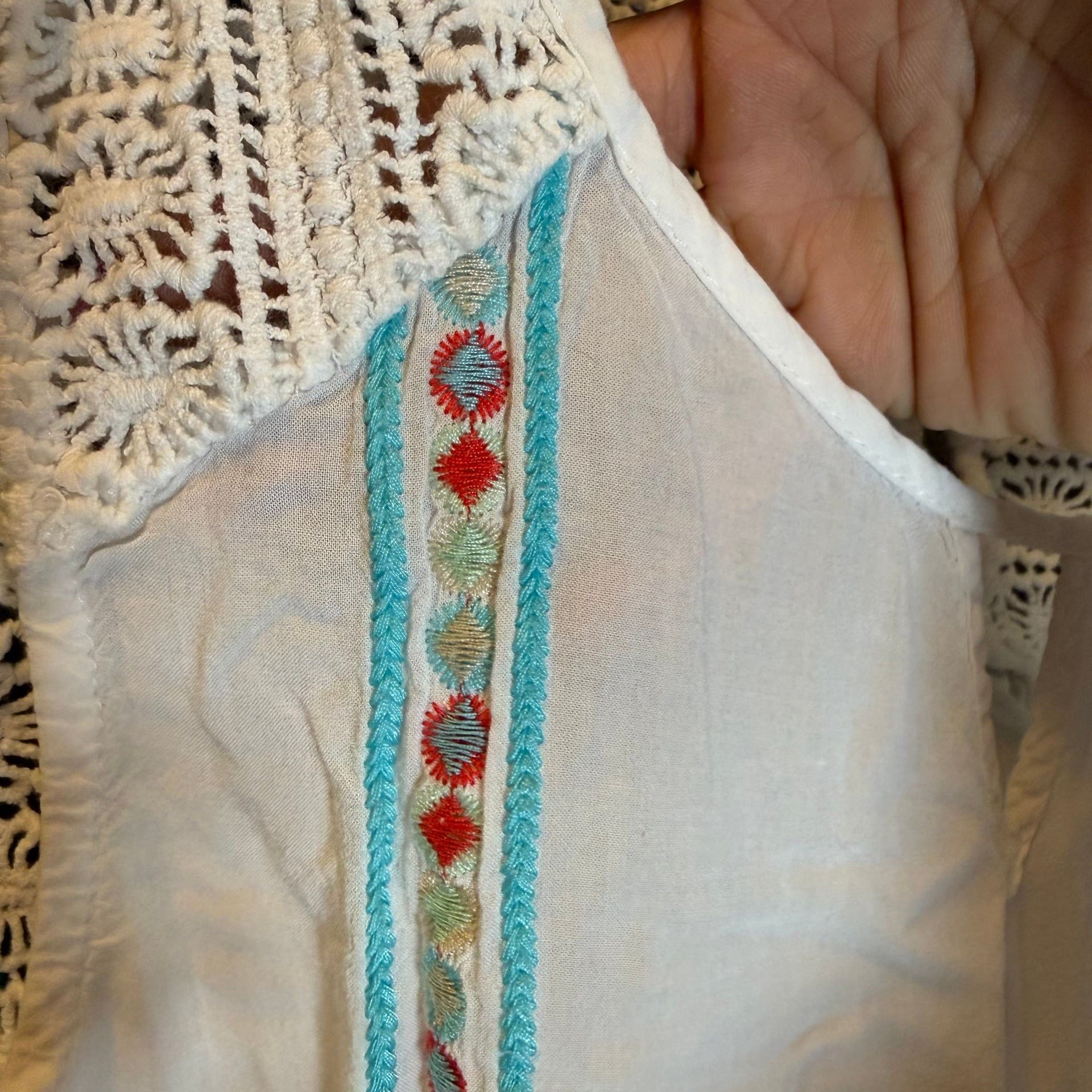 Altar'd State Boho Embroidered Sleeveless Top with Crochet Lace Trim 4