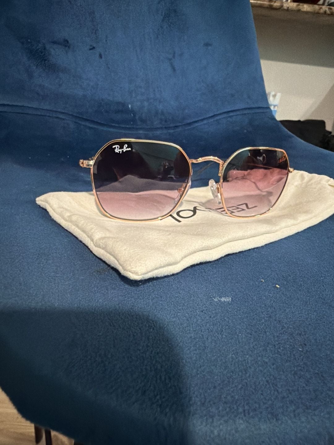 Ray-Ban Jack Hexagonal Frame Sunglasses Rose Gold 2