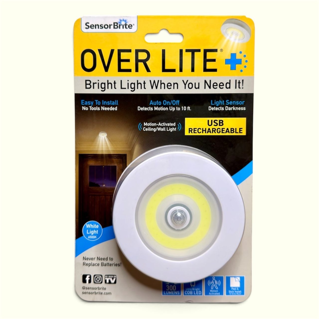 4PK SensorBrite Over Lite+ 300LM Motion Sensor USB Rechargeable LED Lights 2