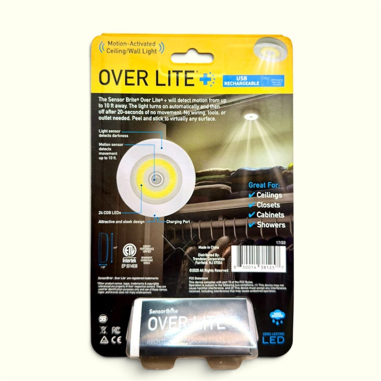 4PK SensorBrite Over Lite+ 300LM Motion Sensor USB Rechargeable LED Lights 3