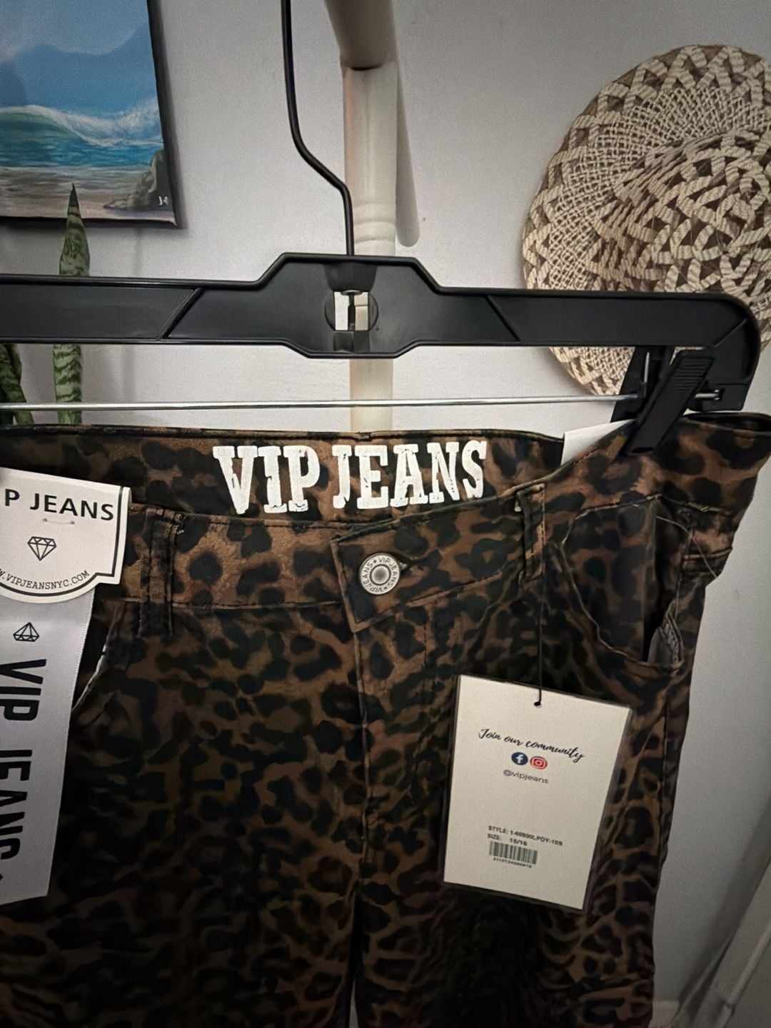 VIP Jeans Leopard Cargo Pants Size 15/16 Brown Cheetah Print 5