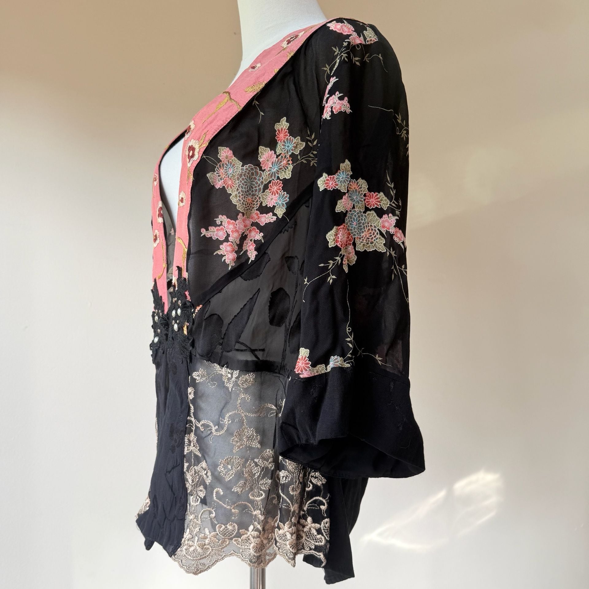 Vintage Spencer Alexis Embroidered Floral Kimono Cardigan 4