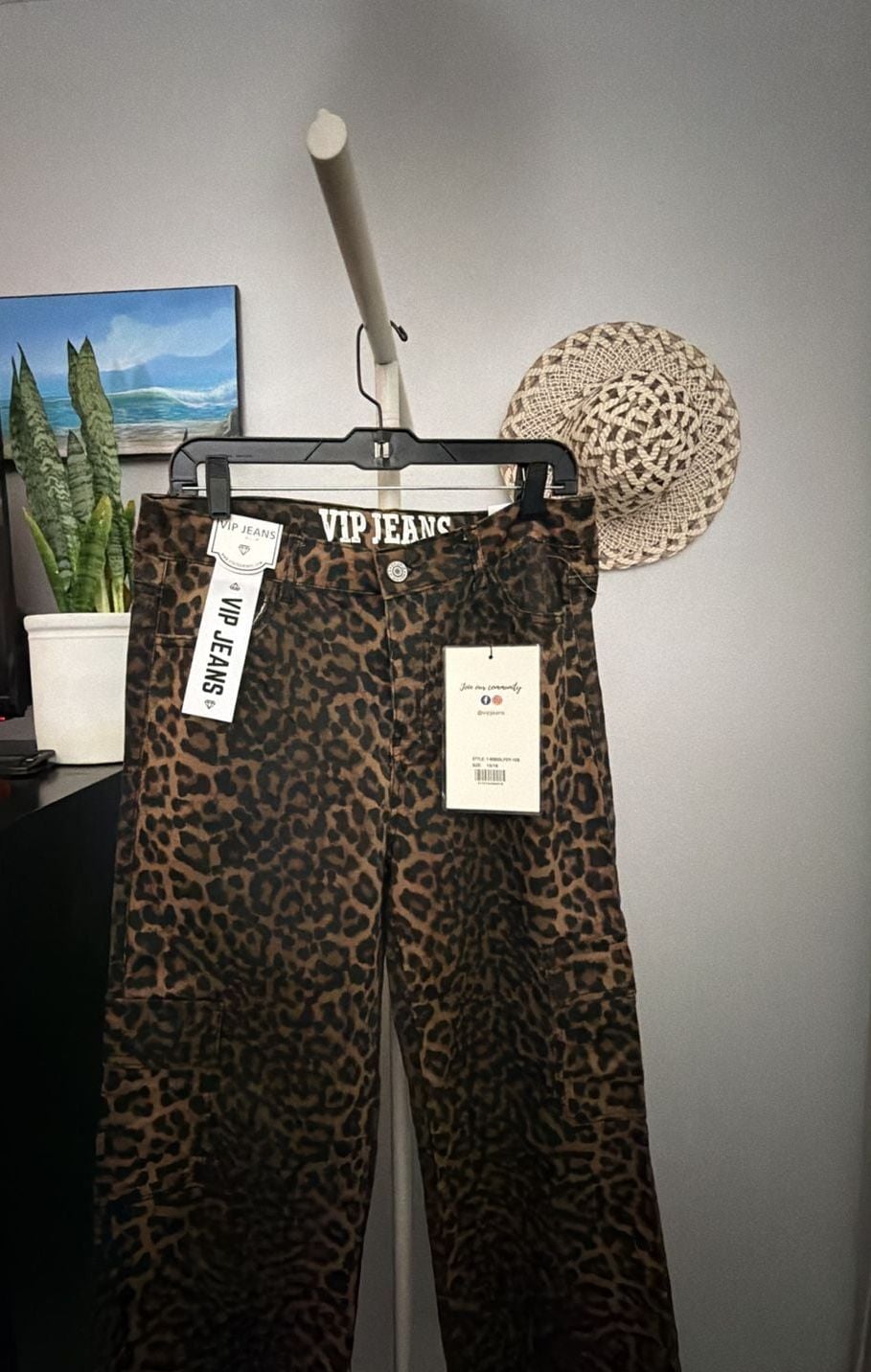 VIP Jeans Leopard Cargo Pants Size 15/16 Brown Cheetah Print 3