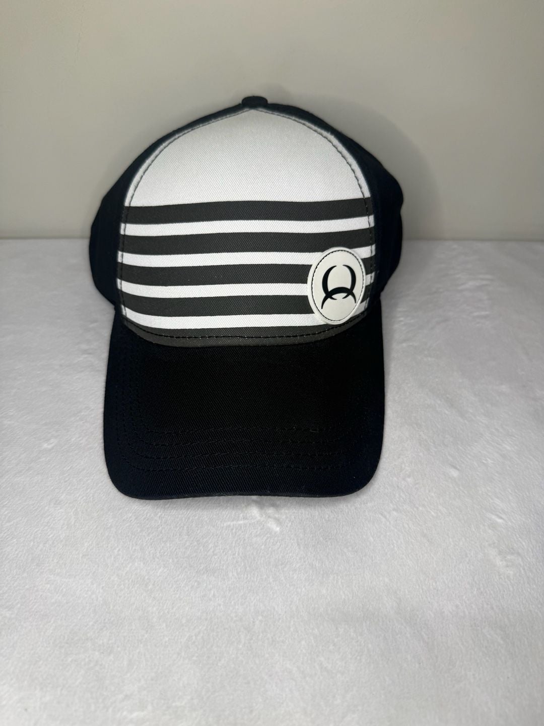 Cinch Men's Black and White Striped Trucker Cap with Logo Patch 2