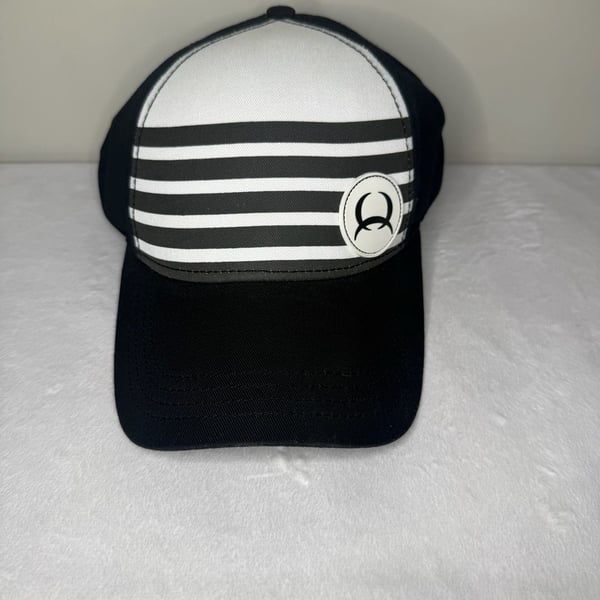 Cinch Men's Black and White Striped Trucker Cap with Logo Patch
